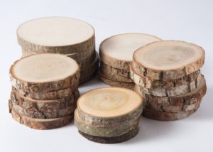 wooden discs piled
